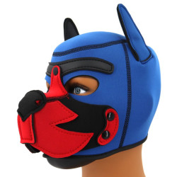 Kinky Puppy Cagoule Puppy Fox Néoprène Bleu-Rouge